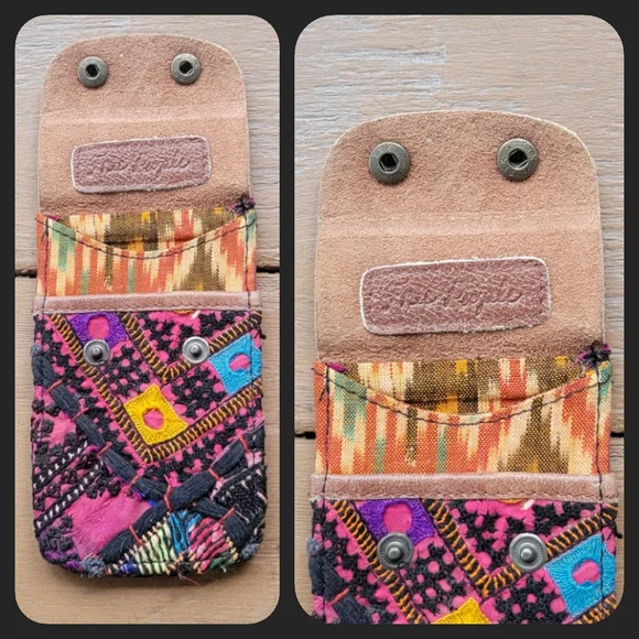🎱🔮 Free People Boho Embroidered Repurposed vtg banjara hippie Wallet card case - Picture 3 of 16